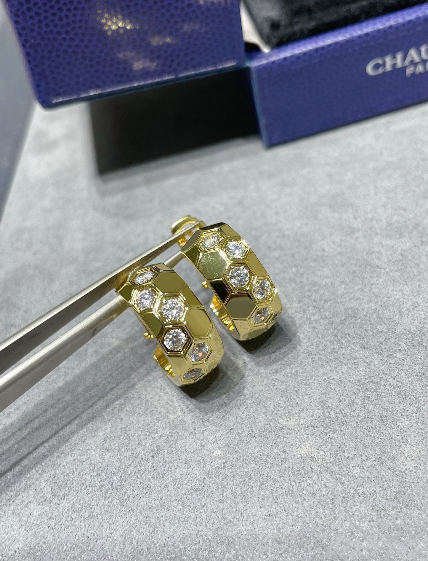[Luxery]BEE LOVE DIAMOND HOOP EARRINGS