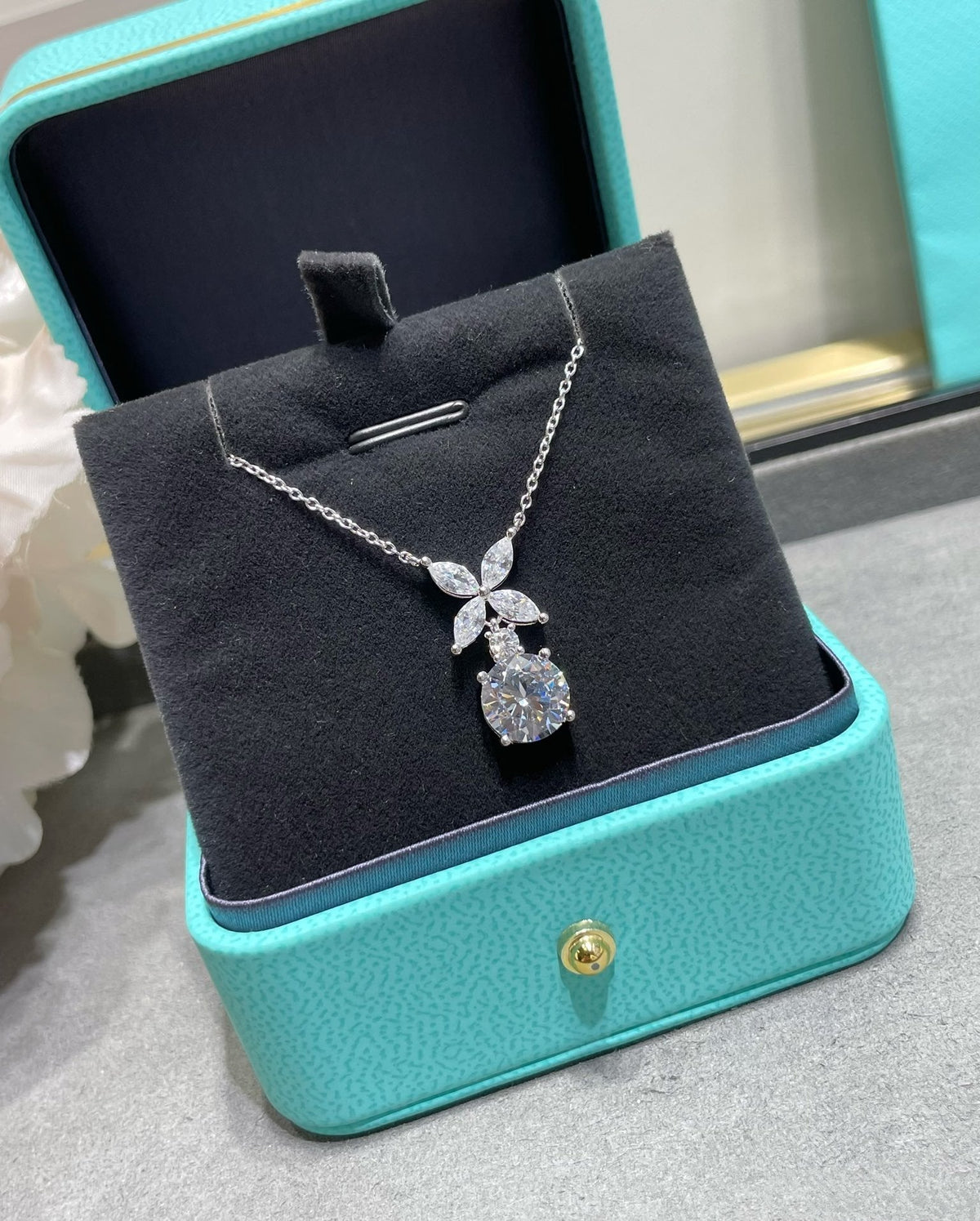 [⭐Luxery Jewels]VICTORIA ANHÄNGER SILBER-DIAMANT-HALSKETTE