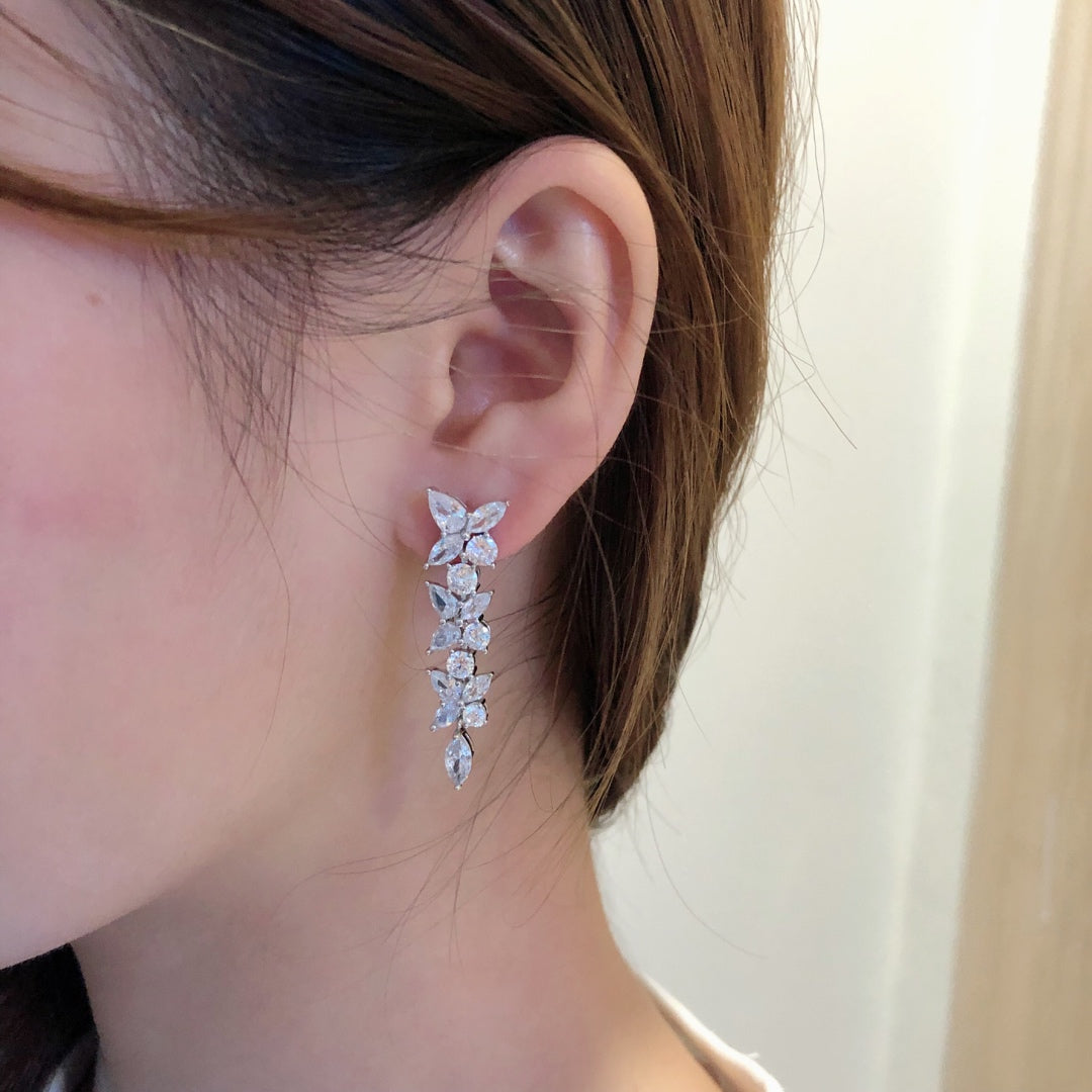 [⭐Luxery Jewels]VICTORIA SILVER DIAMOND DROP EARRINGS