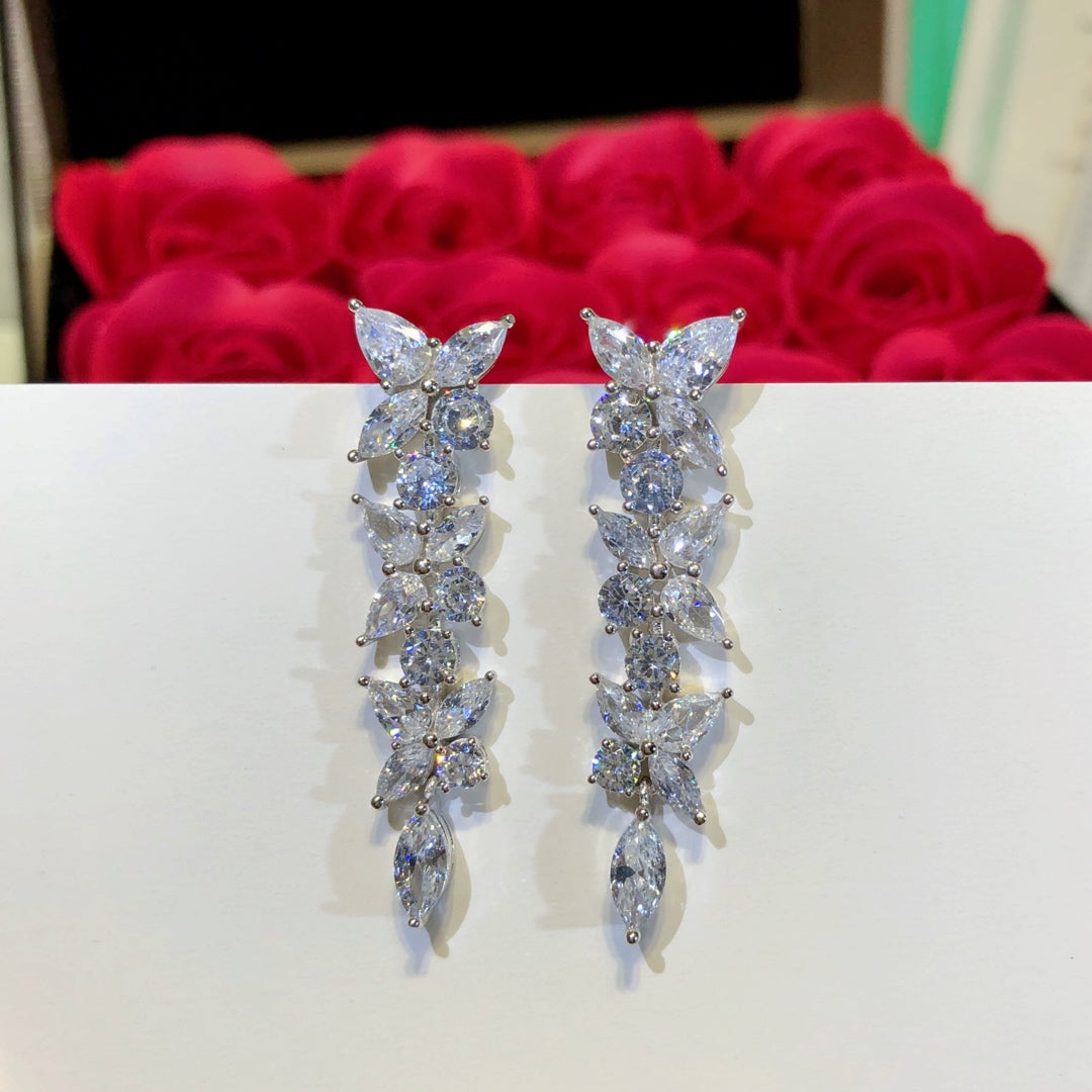 [⭐Luxery Jewels]VICTORIA SILVER DIAMOND DROP EARRINGS