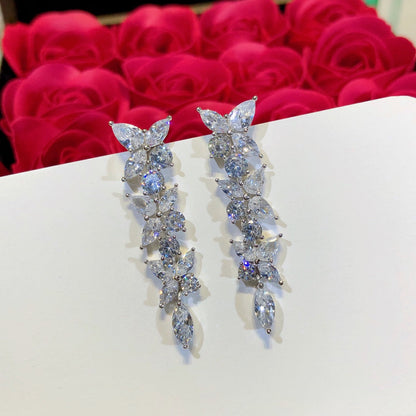 [⭐Luxery Jewels]VICTORIA SILVER DIAMOND DROP EARRINGS