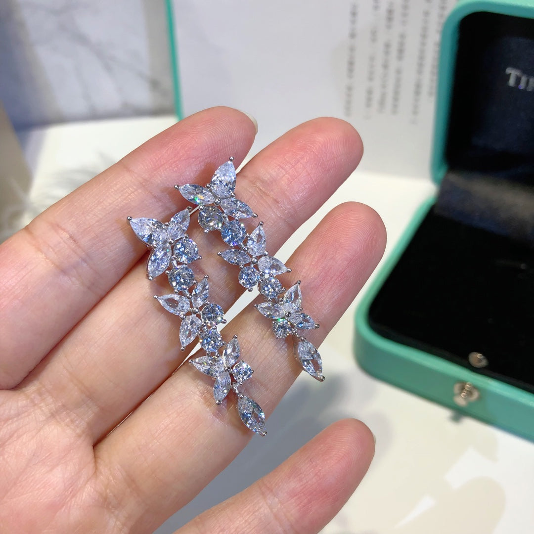[⭐Luxery Jewels]VICTORIA SILVER DIAMOND DROP EARRINGS