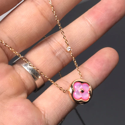 [Luxery]COLOR BLOSSOM PINK MOP SUN GOLD NECKLACE