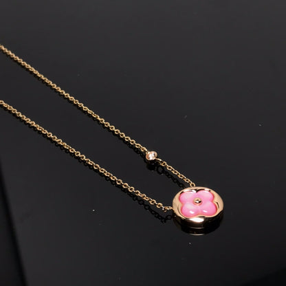 [Luxery]COLOR BLOSSOM PINK MOP SUN GOLD NECKLACE