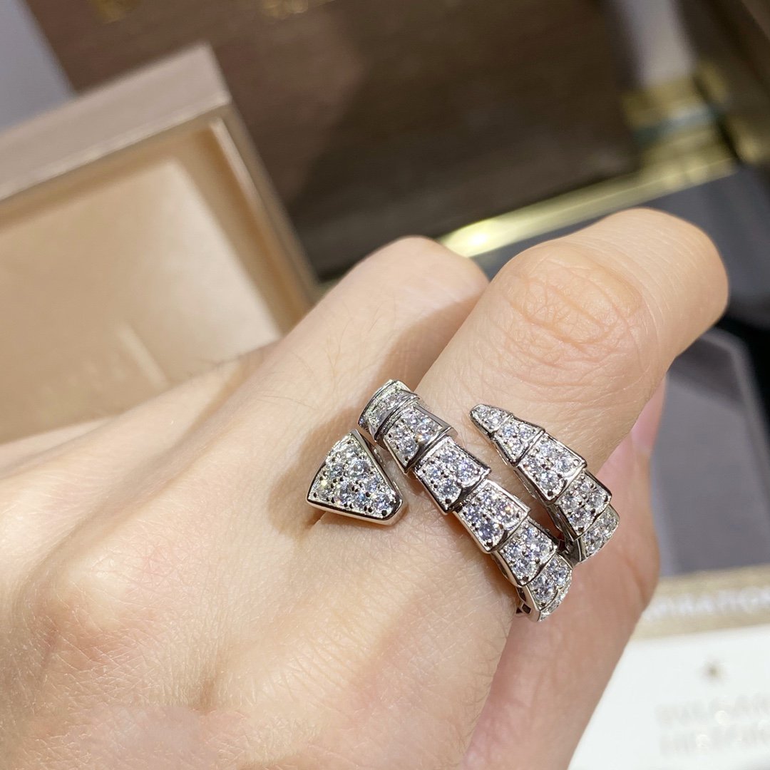 [⭐Luxus]SERPENTI DOPPELRING SILBER DIAMANTBESETZT