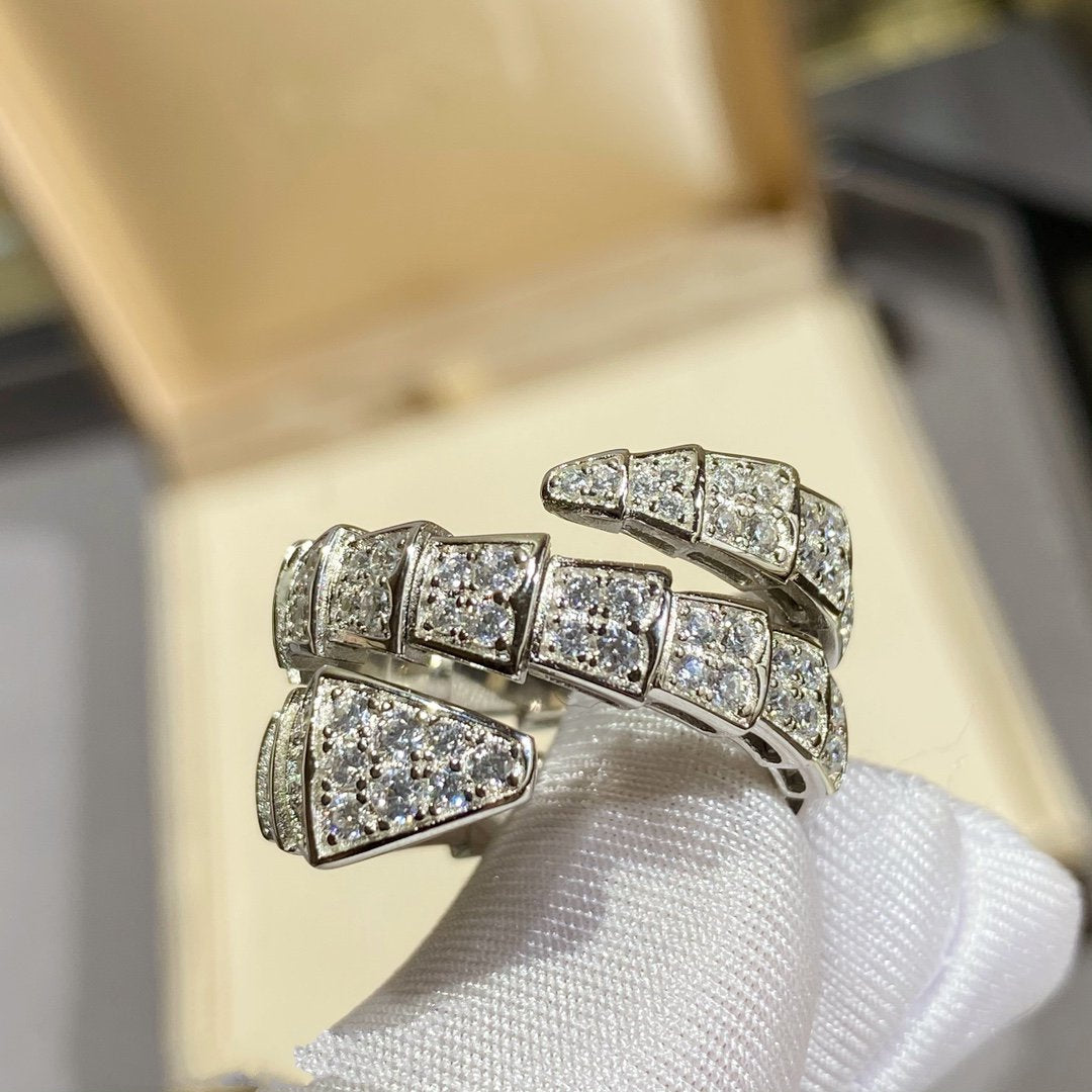 [⭐Luxus]SERPENTI DOPPELRING SILBER DIAMANTBESETZT