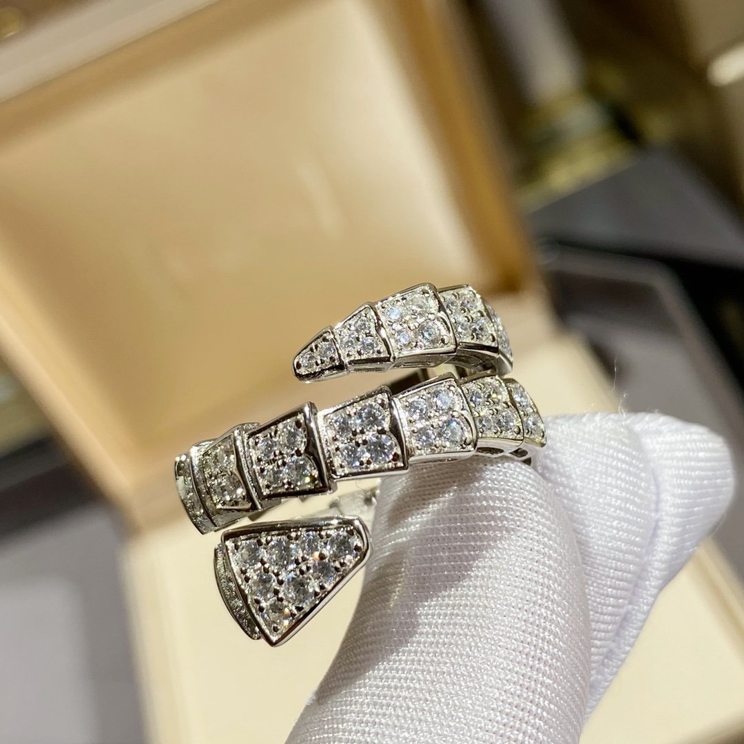 [⭐Luxus]SERPENTI DOPPELRING SILBER DIAMANTBESETZT