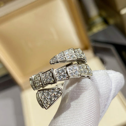 [⭐Luxus]SERPENTI DOPPELRING SILBER DIAMANTBESETZT