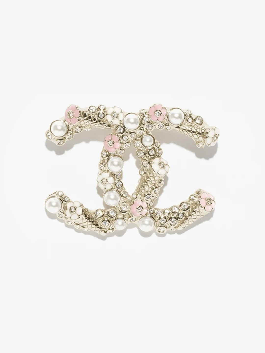[Luxery]26C Pink-White Enamel Ice Cream Cone Double C Brooch