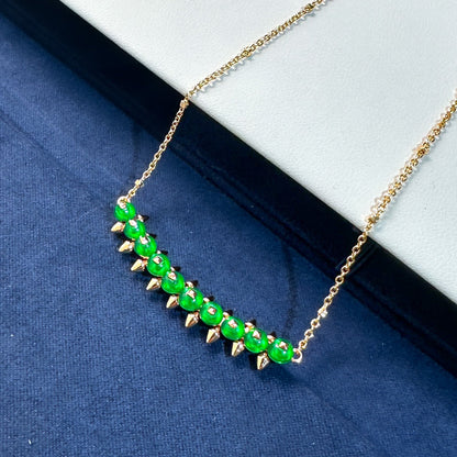 [Luxery]New Arrival: Green Bead Rivet Necklace