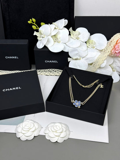 [Luxery]New Blue Floral Double-Layer Necklace