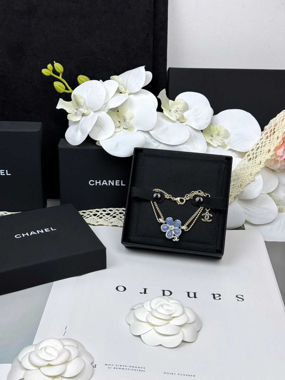 [Luxery]VOLTE New Blue Floral Double-Layer Bracelet