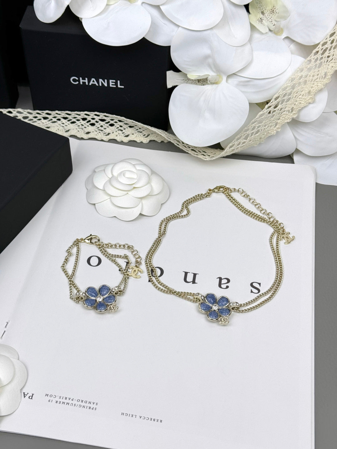 [Luxery]VOLTE New Blue Floral Double-Layer Bracelet