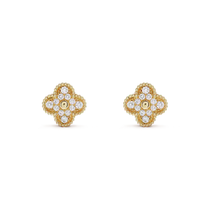[Luxery]CLOVER MEDIUM 1 MOTIFS FUll DIAMOND EARRINGS