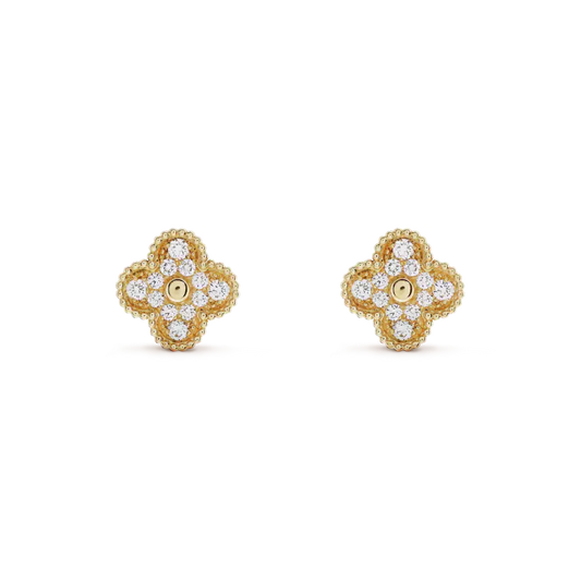 [Luxery]CLOVER MEDIUM 1 MOTIFS FUll DIAMOND EARRINGS