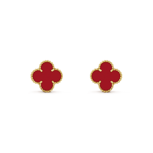 [Luxery]CLOVER MINI 9.5MM CARNELIAN EARRINGS