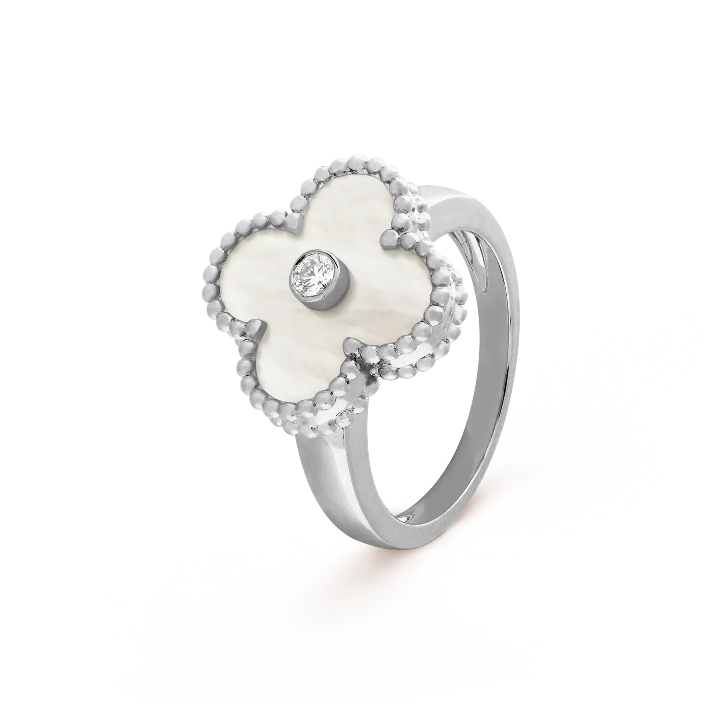 [Luxery]CLOVER SILVER MOP DIAMOND RING