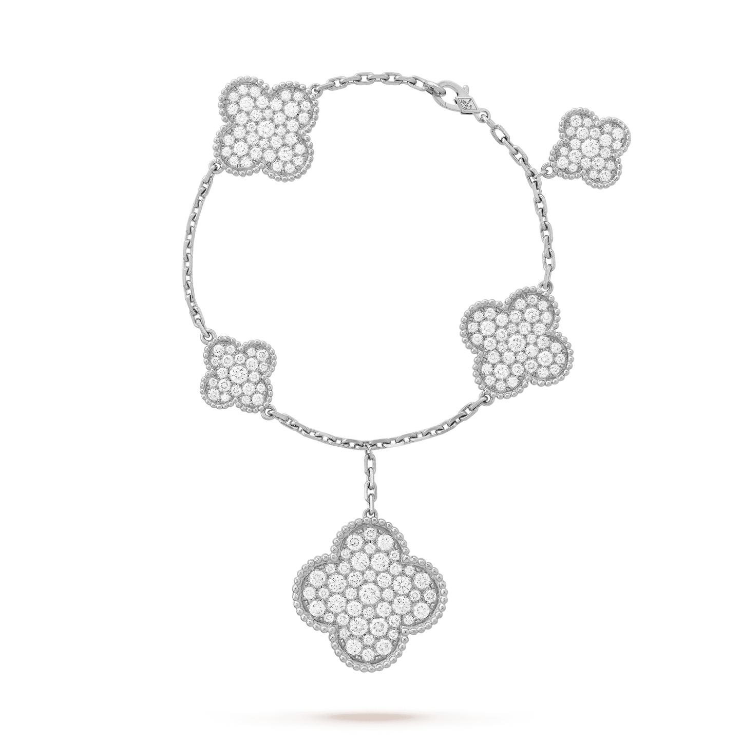 [Luxery]CLOVER 6 MOTIFS SILVER DIAMOND BRACELET
