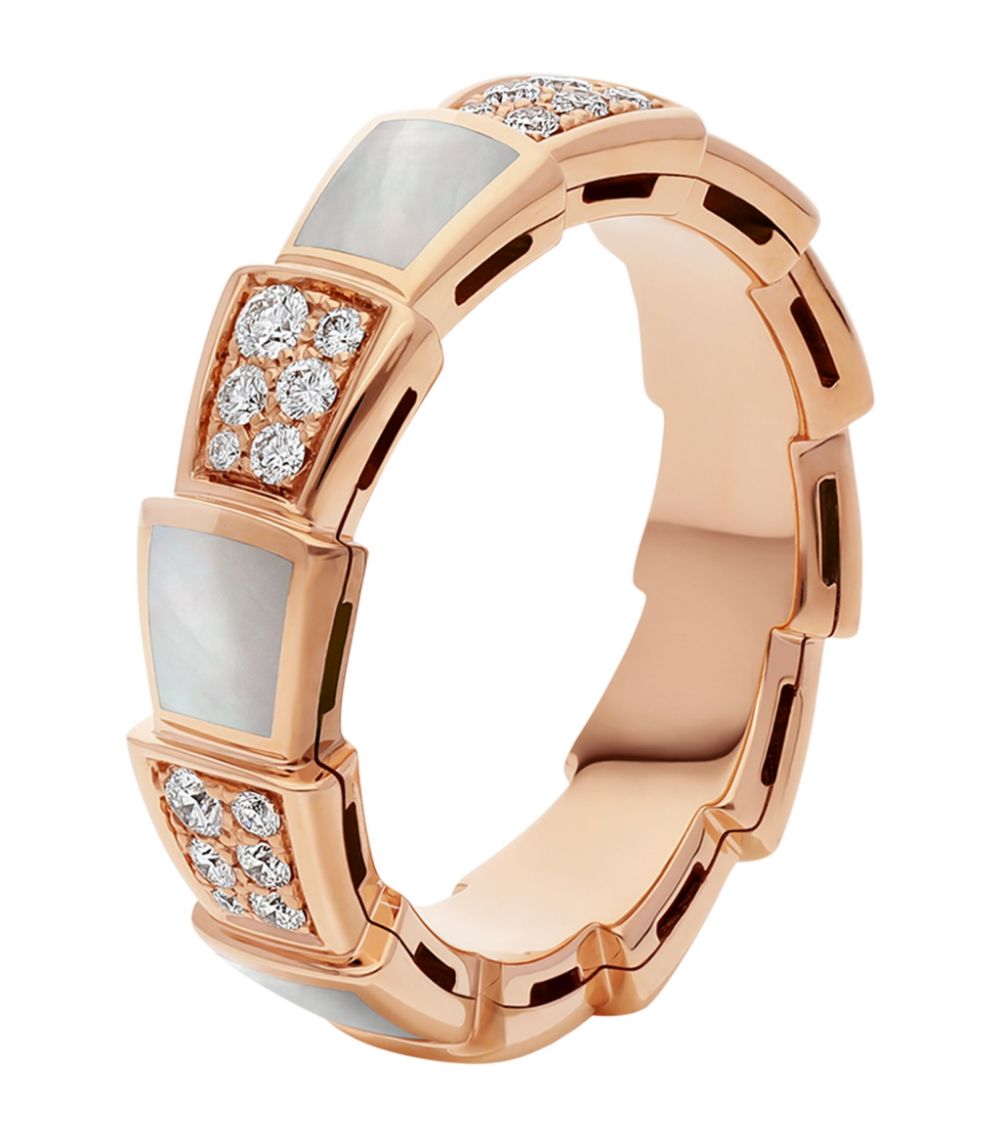 [⭐Luxus]SERPENTI RING ROSEGOLD PERLMUTT DIAMANT-PAVÉ 4MM