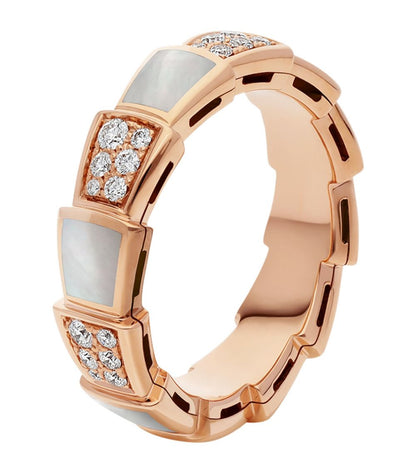 [⭐Luxus]SERPENTI RING ROSEGOLD PERLMUTT DIAMANT-PAVÉ 4MM