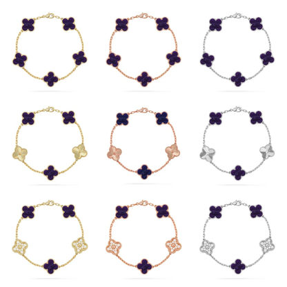 [⭐Luxery]CLOVER 5 MOTIV ARMBAND KOLLEKTION MIT LILA STREIFEN