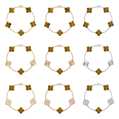 {
  "[⭐Luxery] CLOVER 5 MOTIFS TIGER EYE BRACELET COLLECTION": "[⭐ラグジュアリー] クローバー 5モチーフ タイガーアイ ブレスレット コレクション"
}