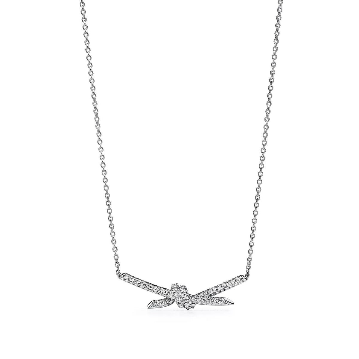 [⭐Luxery Jewels]KNOT PENDANT SILVER DIAMOND NECKLACE