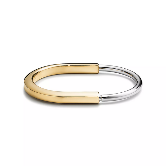 [⭐Luxery Jewels]LOCK BRACELET YELLOW AND WHITE GOLD