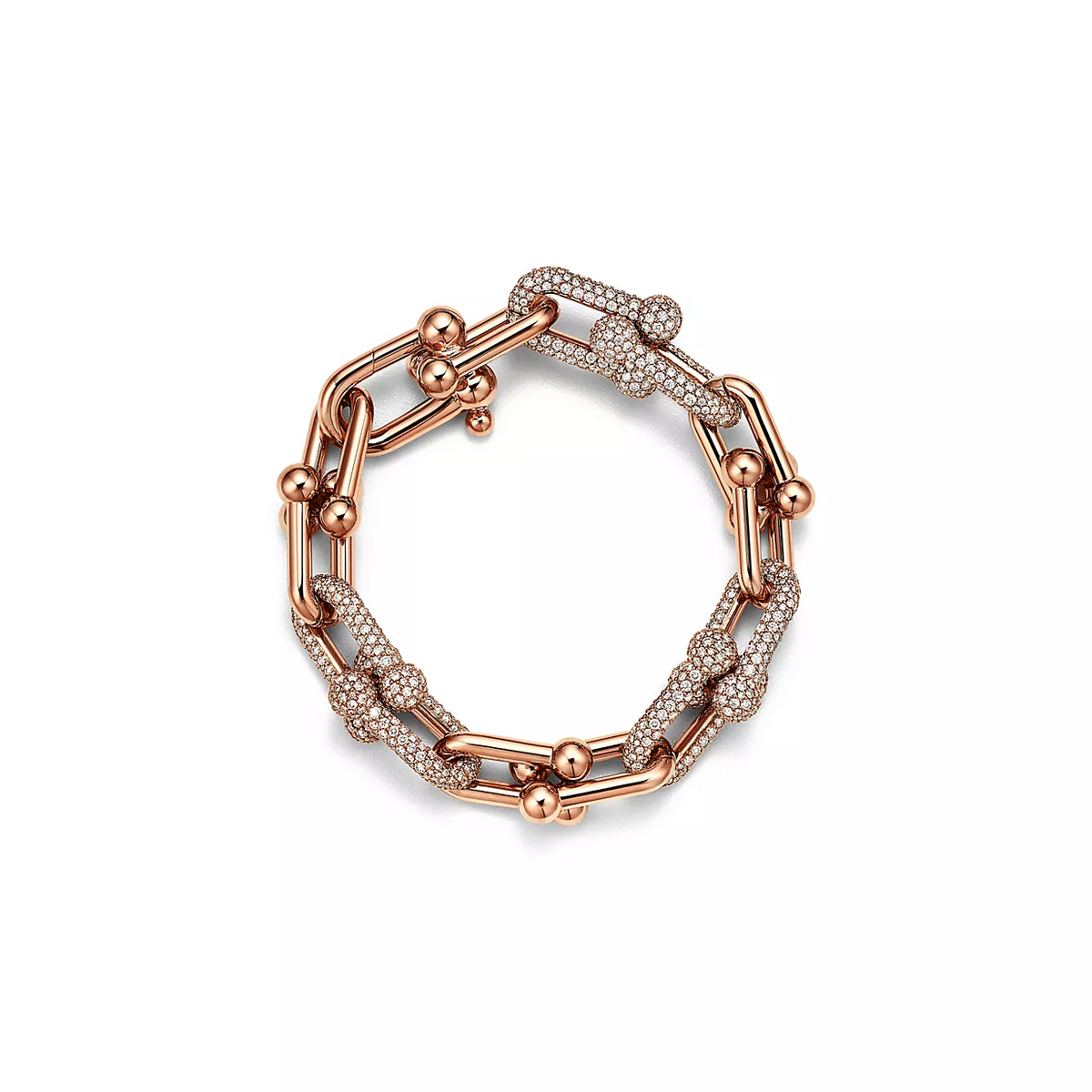 [⭐Luxery Jewels]ハードウェア ラージ リンク ピンクゴールド パヴェダイヤモンド ブレスレット
