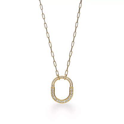 [⭐Luxery Jewels]LOCK NECKLACE MEDIUM PENDANT GOLD PAVED DIAMONDS