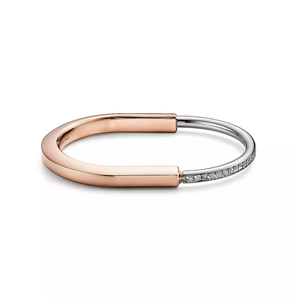 [⭐Luxery Jewels]LOCK BRACELET ROSE AND WHITE GOLD DIAMOND