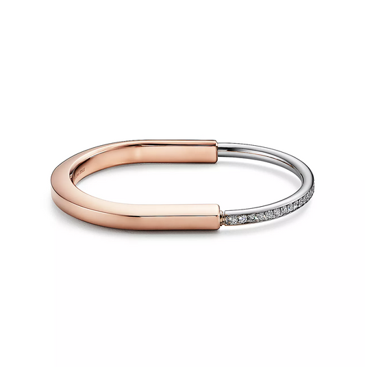 [⭐Luxery Jewels]LOCK BRACELET ROSE AND WHITE GOLD DIAMOND