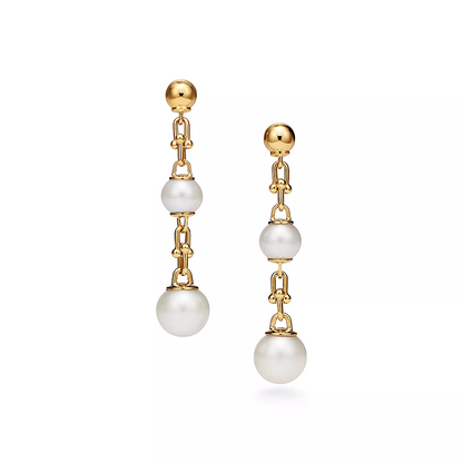 [⭐Luxery Jewels]DREIFACH-TROPFEN-HÄNGE OHRRINGE GOLD MIT SÜSSWASSERPERLEN