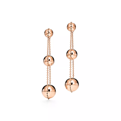 [⭐Luxery Jewels]TRIPLE DROP PINK GOLD EARRINGS
