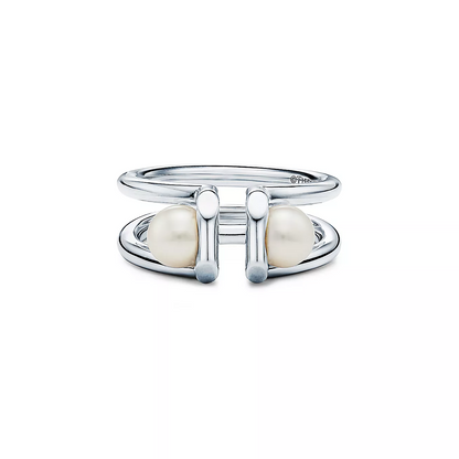 [⭐Luxery Jewels]DOUBLE PEARL SILVER RING
