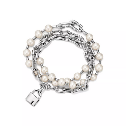 [⭐Luxery Jewels]PEARL LOCK SILVER BRACELET