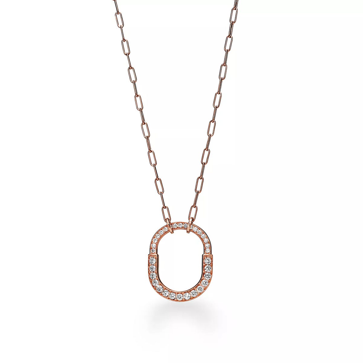 [⭐Luxery Jewels]SCHLOSS-HALSKETTE MITTLERER ANHÄNGER ROSÉGOLD MIT DIAMANT-PAVÉ