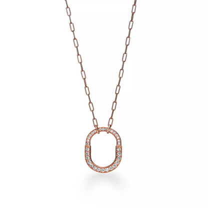 [⭐Luxery Jewels]SCHLOSS-HALSKETTE MITTLERER ANHÄNGER ROSÉGOLD MIT DIAMANT-PAVÉ