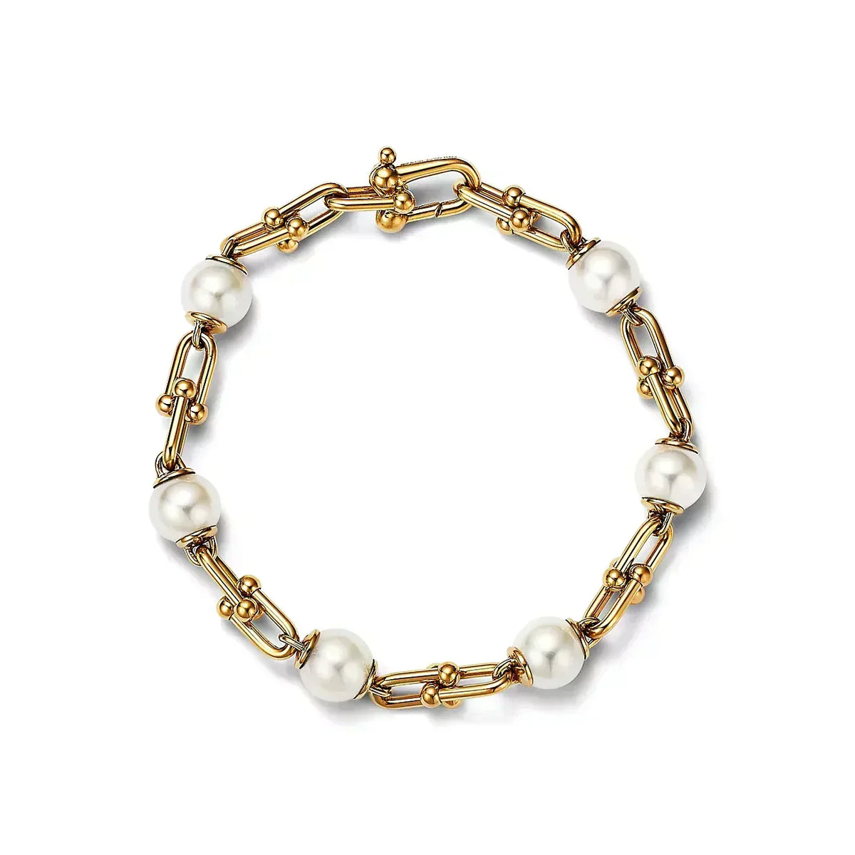 [⭐Luxery Jewels]ゴールドリンクブレスレット 淡水パール付き