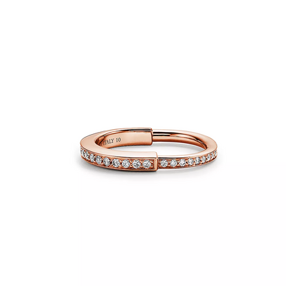[⭐Luxery Jewels]LOCK RING PINK GOLD DIAMOND PAVED