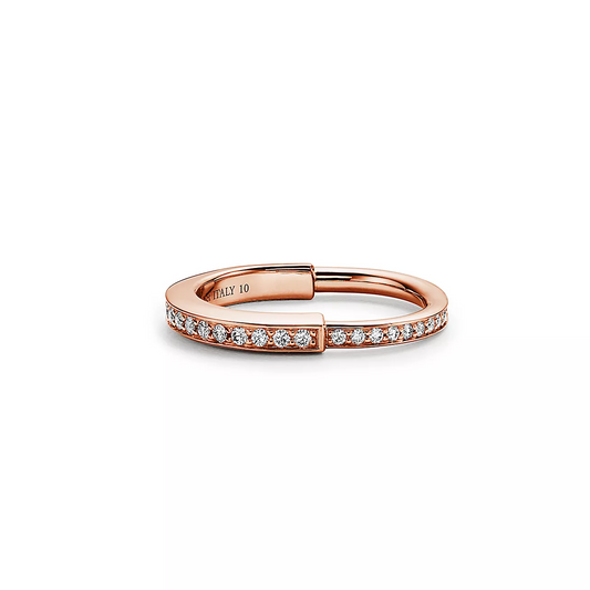 [⭐Luxery Jewels]LOCK RING PINK GOLD DIAMOND PAVED