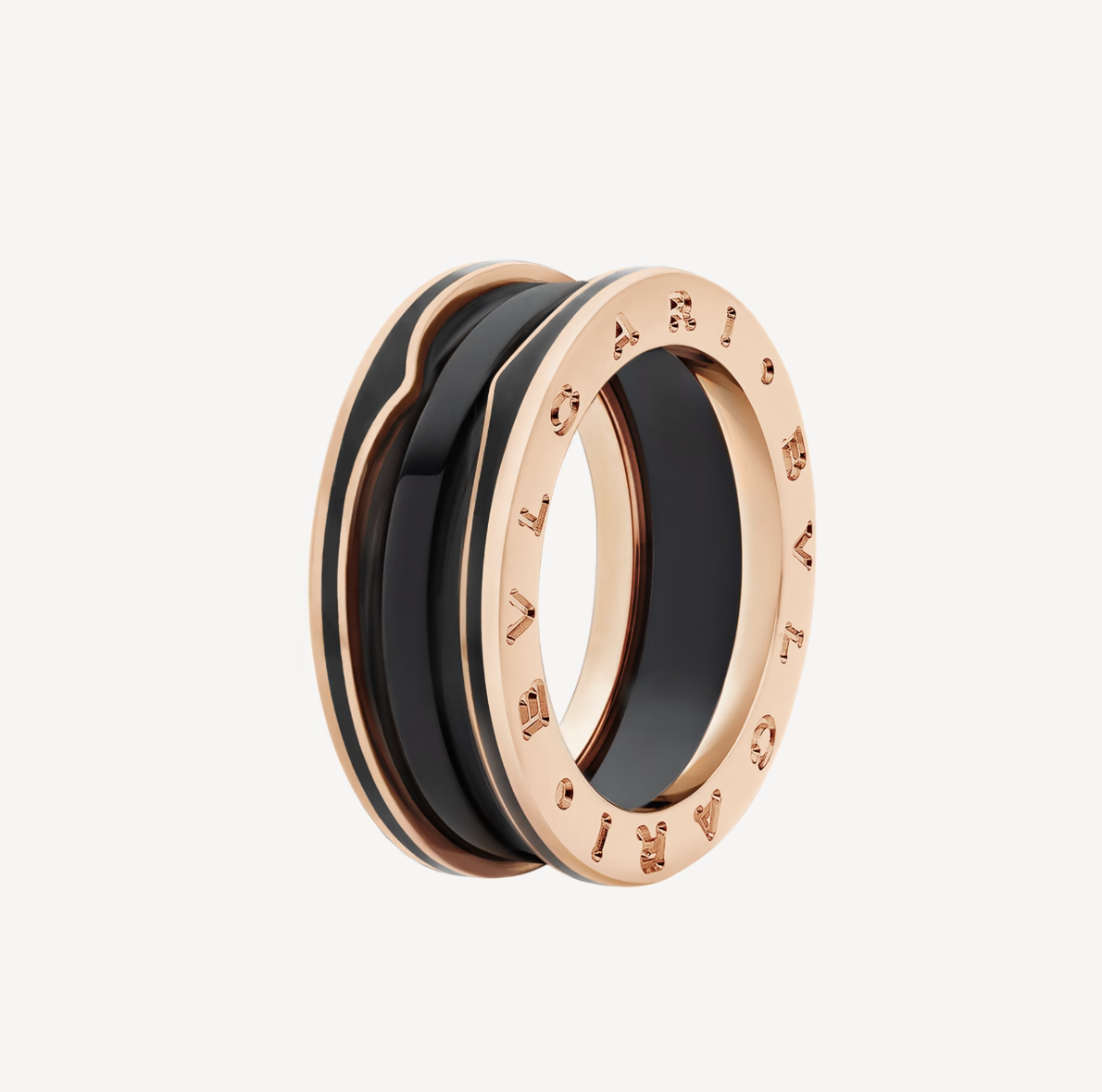 [⭐Luxery]ZERO 1 ZWEIBAND MIT MATTSCHWARZER KERAMIK ROSÉGOLD RING