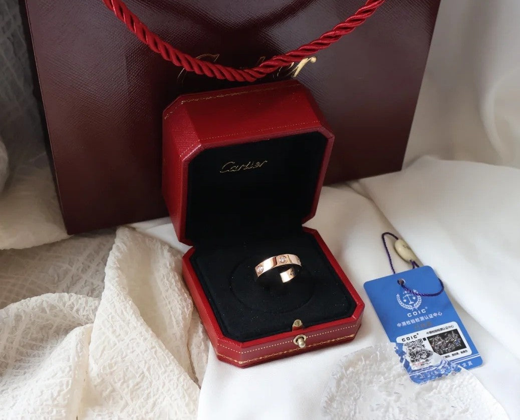 [⭐Luxus]LOVE RING 5,5 MM 6 DIAMANTEN ROSÉGOLD