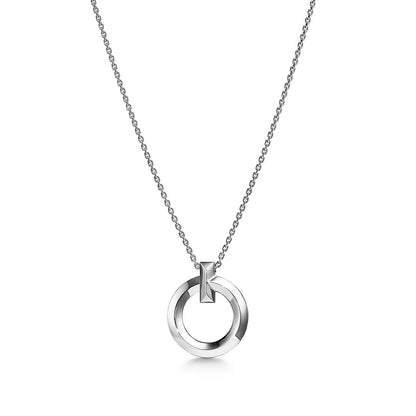 [⭐Luxery Jewels]T CIRCLE PENDENT SILVER NECKLACE