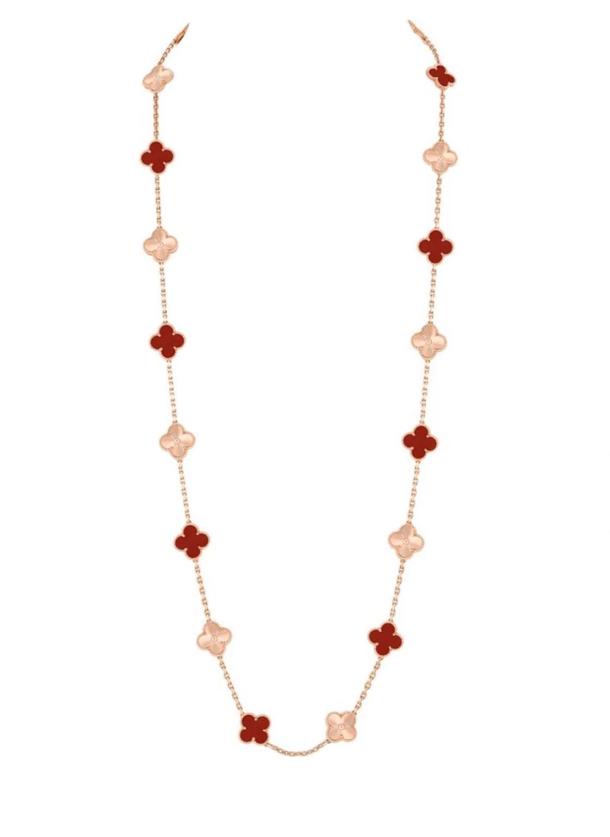 [Luxery]CLOVER 20 MOTIFS LASER CARNELIAN NECKLACE