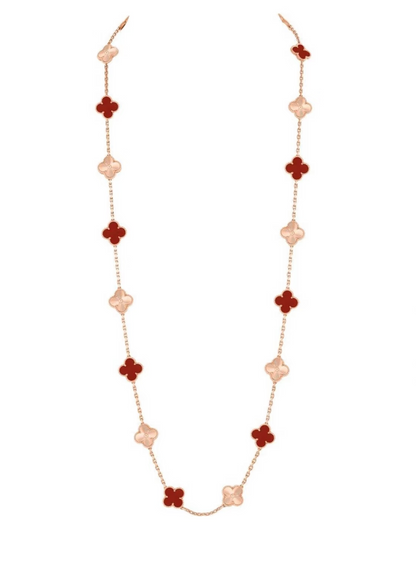 [Luxery]CLOVER 20 MOTIFS LASER CARNELIAN NECKLACE