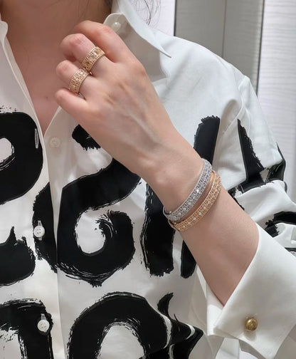 [?Luxery]2026 WOVEN-PATTERN BRACELET SET WITH FULL DIAMOND INLAY THREE-COLORS