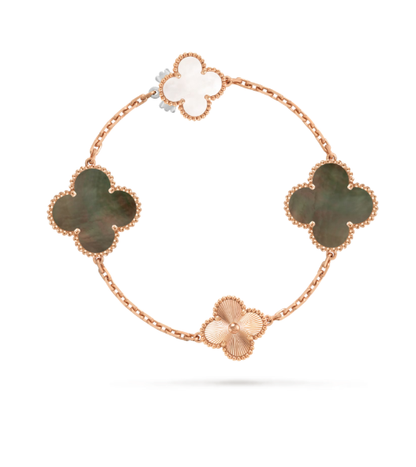 [Luxery]DETACHABLE CLOVER 15(11+4) FLOWER SILVER NECKLACE SET