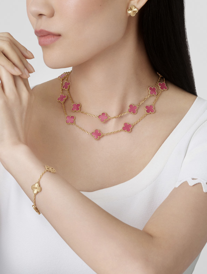 [⭐Luxery]CLOVER 20 MOTIFS  NEW BUBBLE PINK ENAMEL