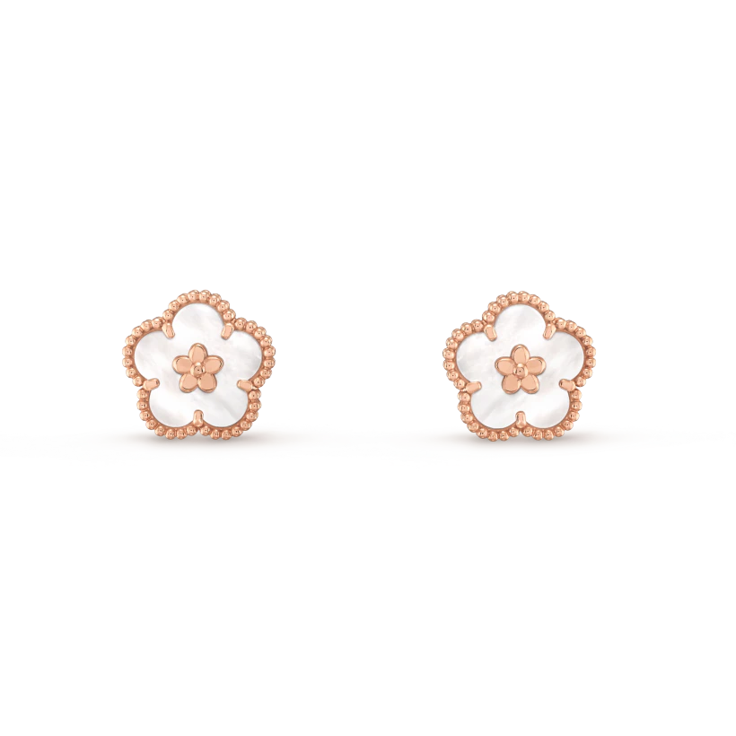 [Luxery]LUCKY PINK GOLD WHITE MOP EARRINGS